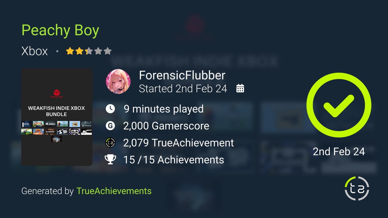 Peachy Boy achievement summary